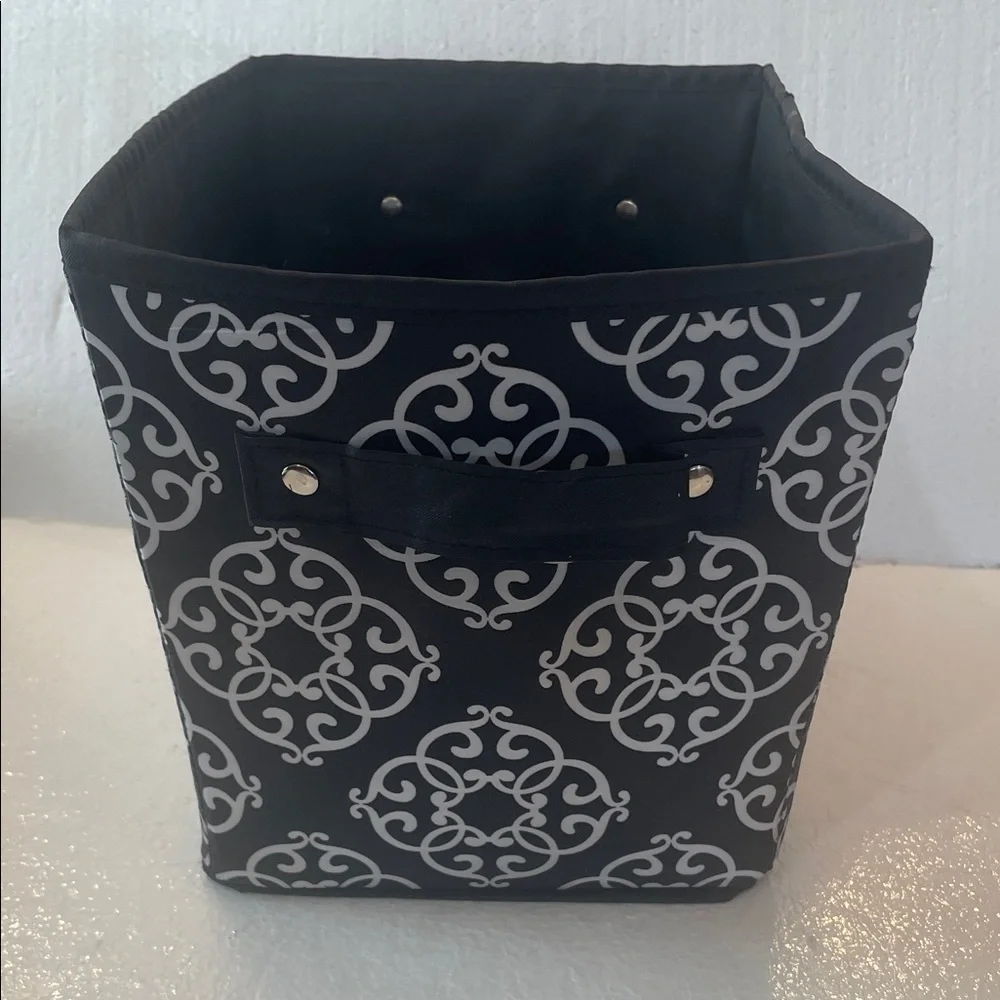 Damask Decorative Basket tote utility bin handles packing cube black white